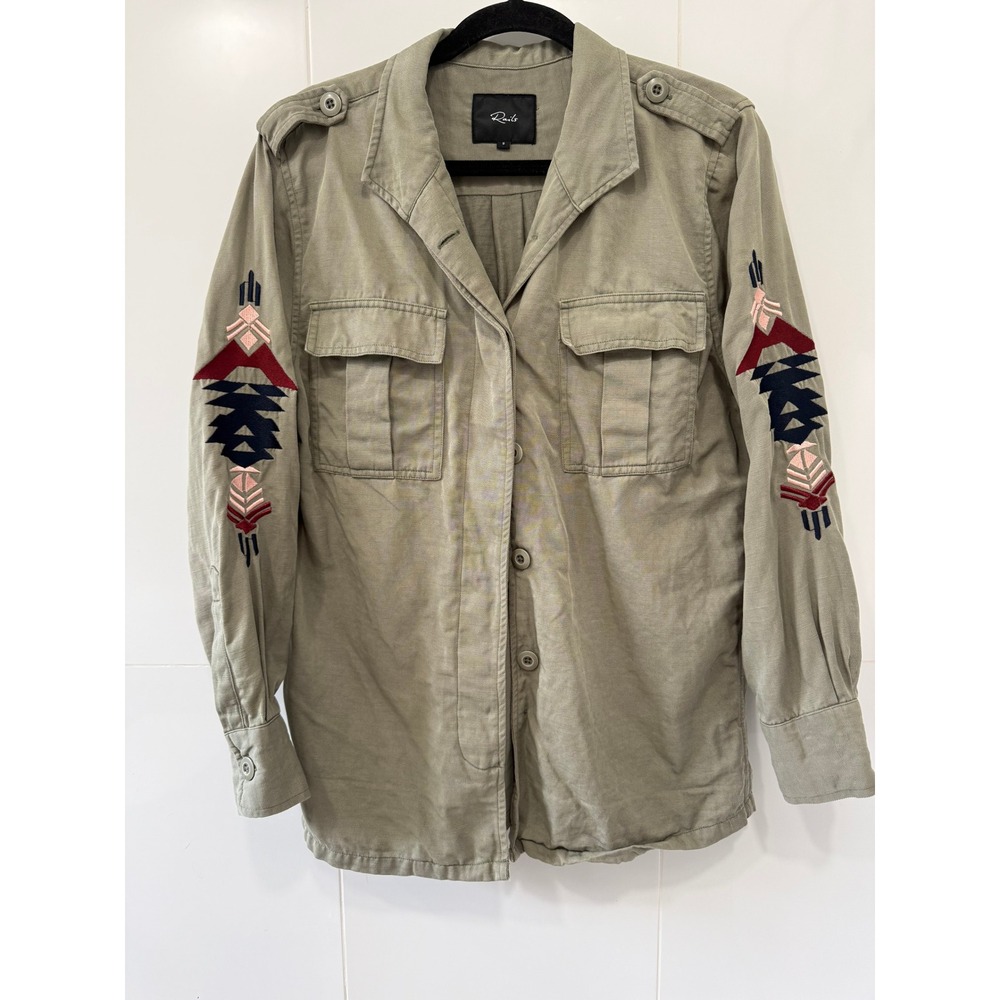 Rails Smith Sage Green Embroidered Military Utility Jacket Women's Small Boho